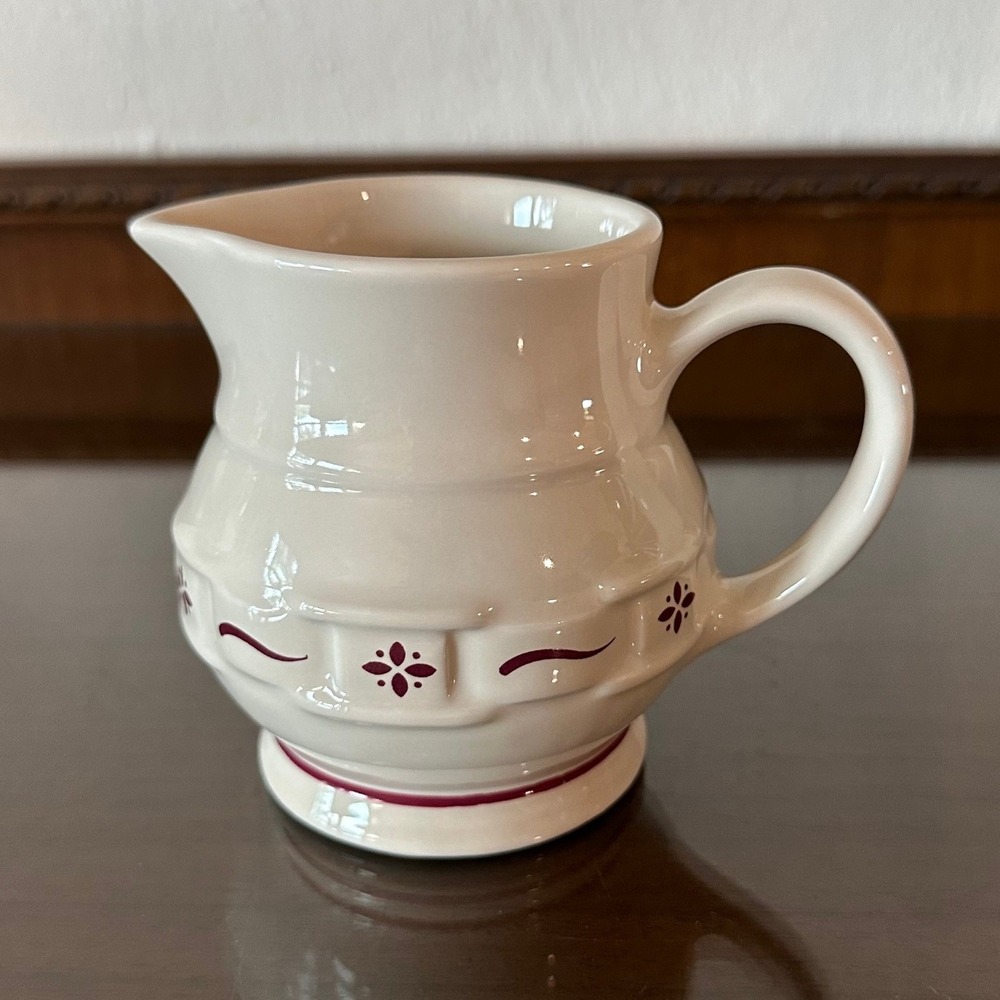 Vtg Longaberger Woven Traditions Heritage 4'' Creamer Red Vitrified USA